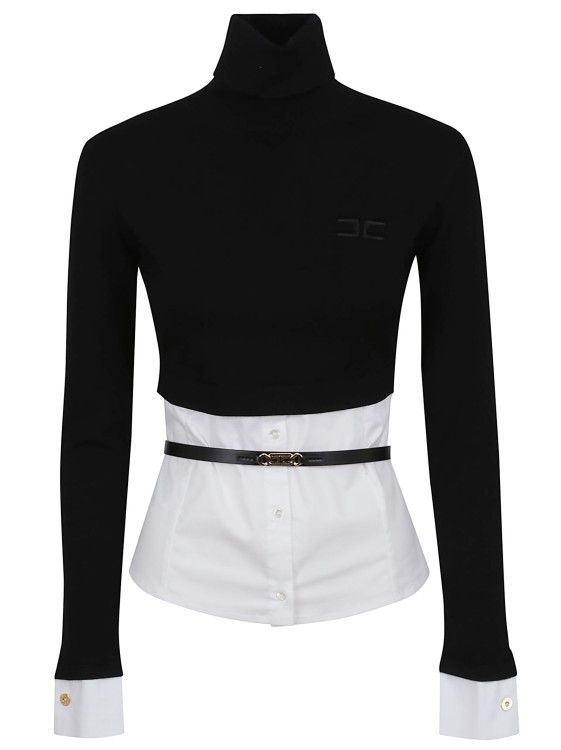 Elisabetta Franchi Turtleneck Top With Contrasting Poplin