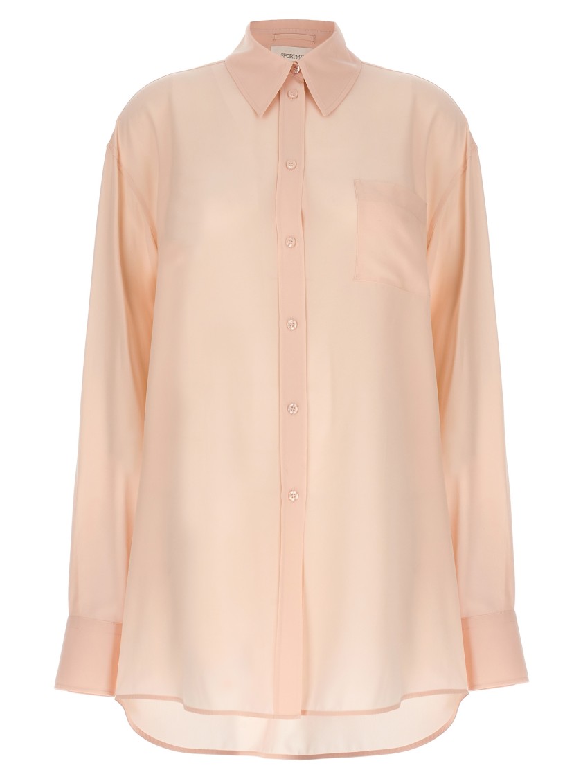 Sportmax Sheer Fabric Collared Shirt With Pleated Back In Neutral