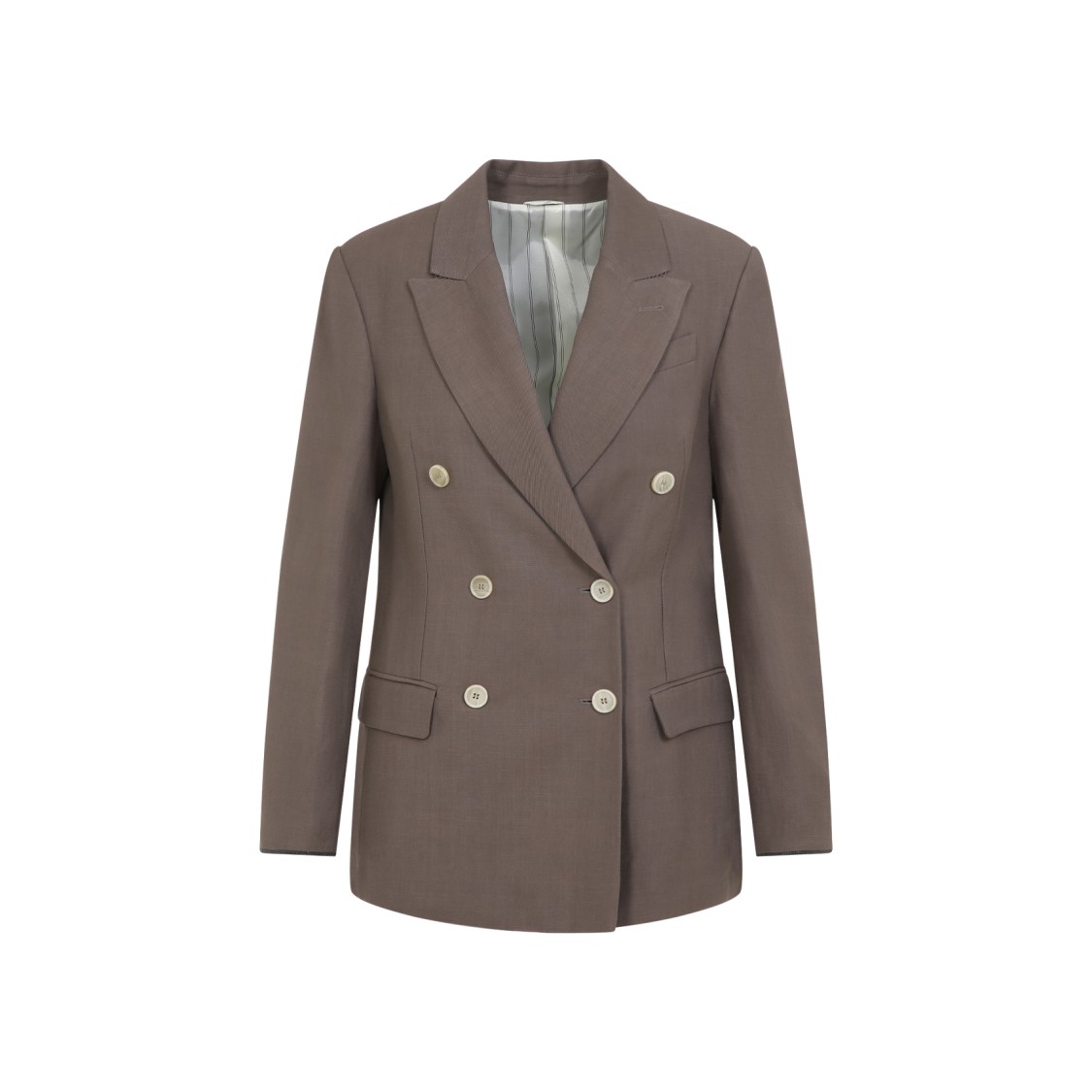 Brunello Cucinelli Tailleur Brown Viscose Jacket In Grey