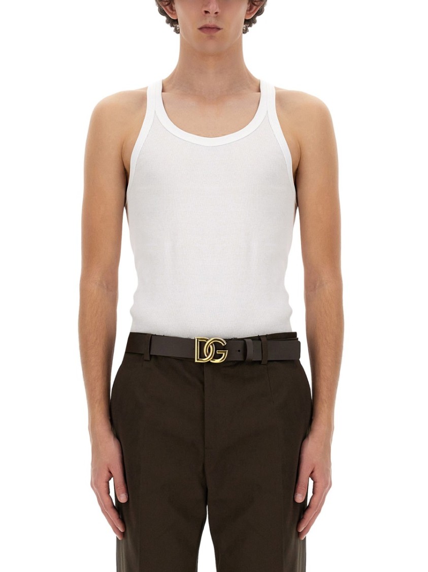Shop Dolce & Gabbana Cotton Tank Top In White