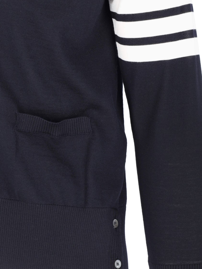 Shop Thom Browne "4-bar" Cardigan – Blue