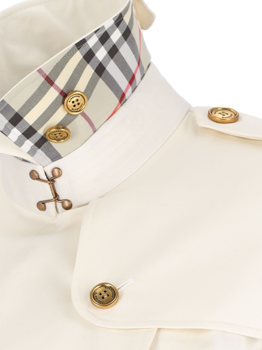 Shop Burberry Double-breasted Trench Coat – White