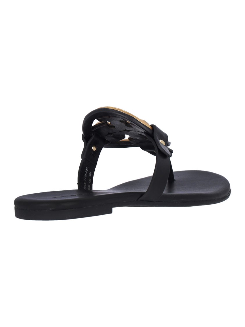 Tory Burch Miller Nappa Leather Logo Sandals In Black