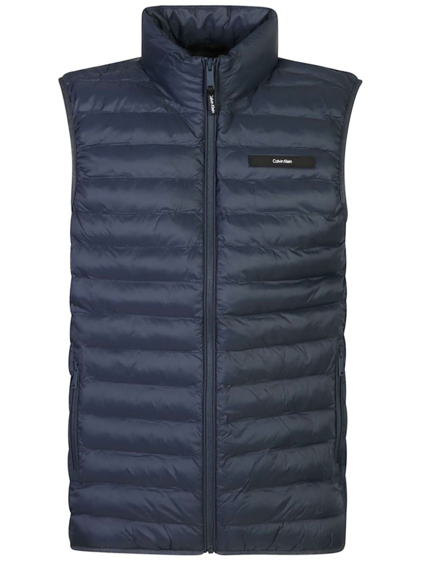 Calvin Klein Recycled Nylon Down Jacket With Eco-friendly Design And Sophisticated Knitwear Style In Grey