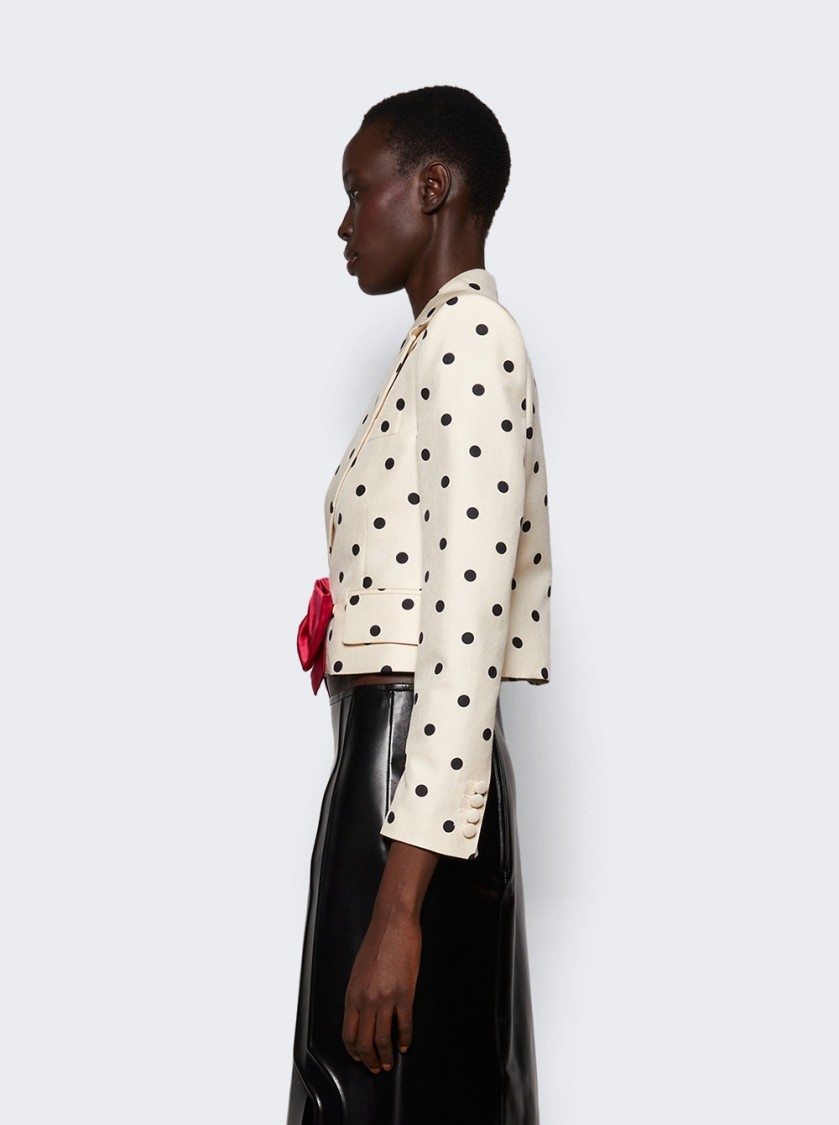 Valentino Bow-embellished Polka-dot Silk-shantung Jacket