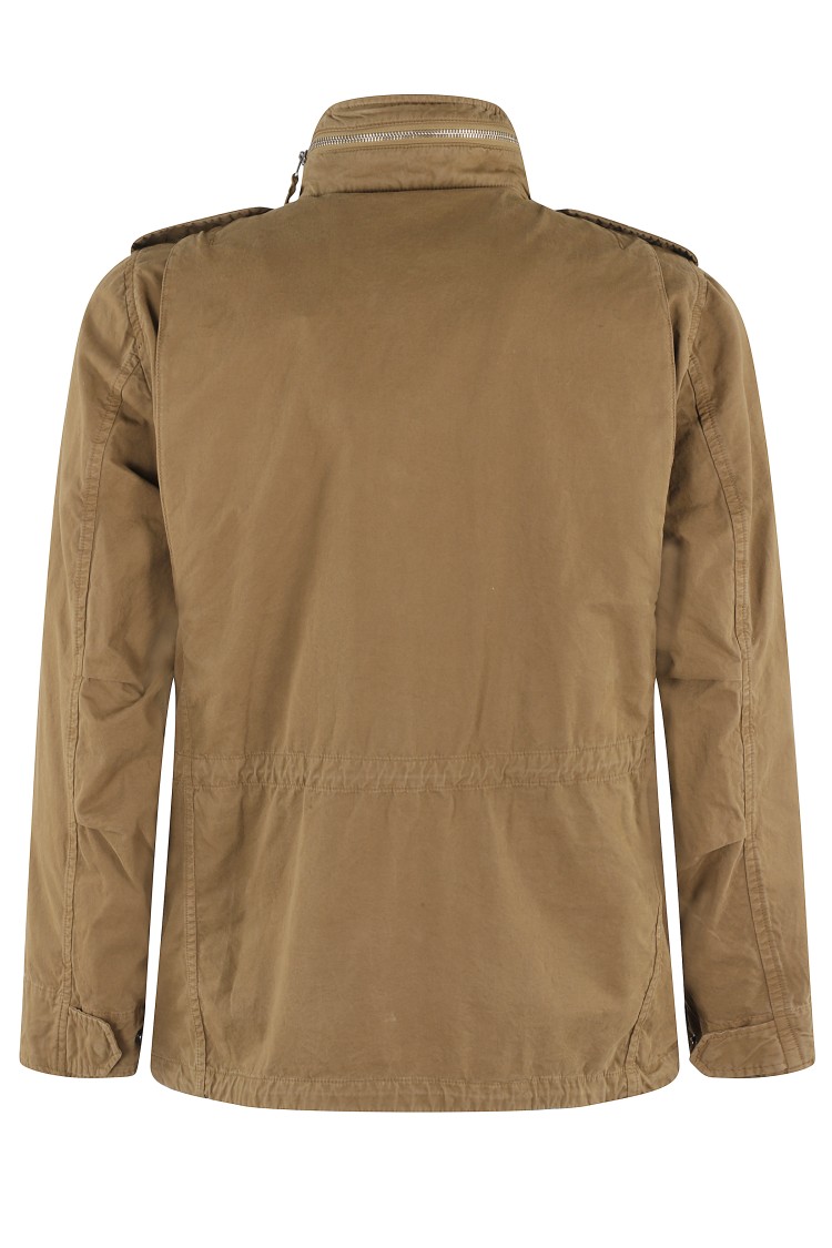 Aspesi Stone Cotton Minifield Jacket With Hidden Hood In Brown