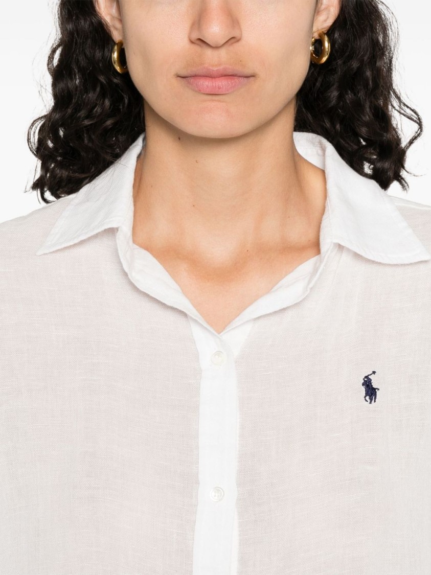 Shop Polo Ralph Lauren Long-sleeved White Button-down Shirt