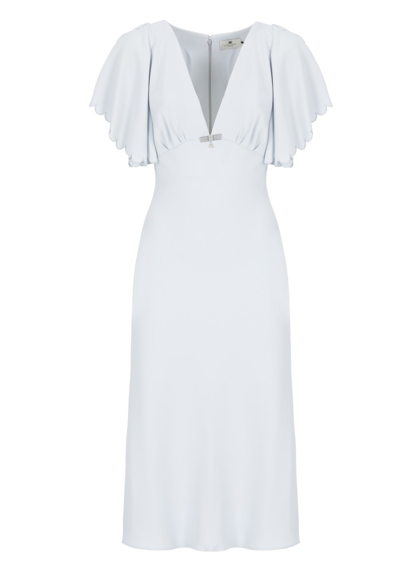 Elisabetta Franchi Light Blue Viscose Midi Dress In Blue