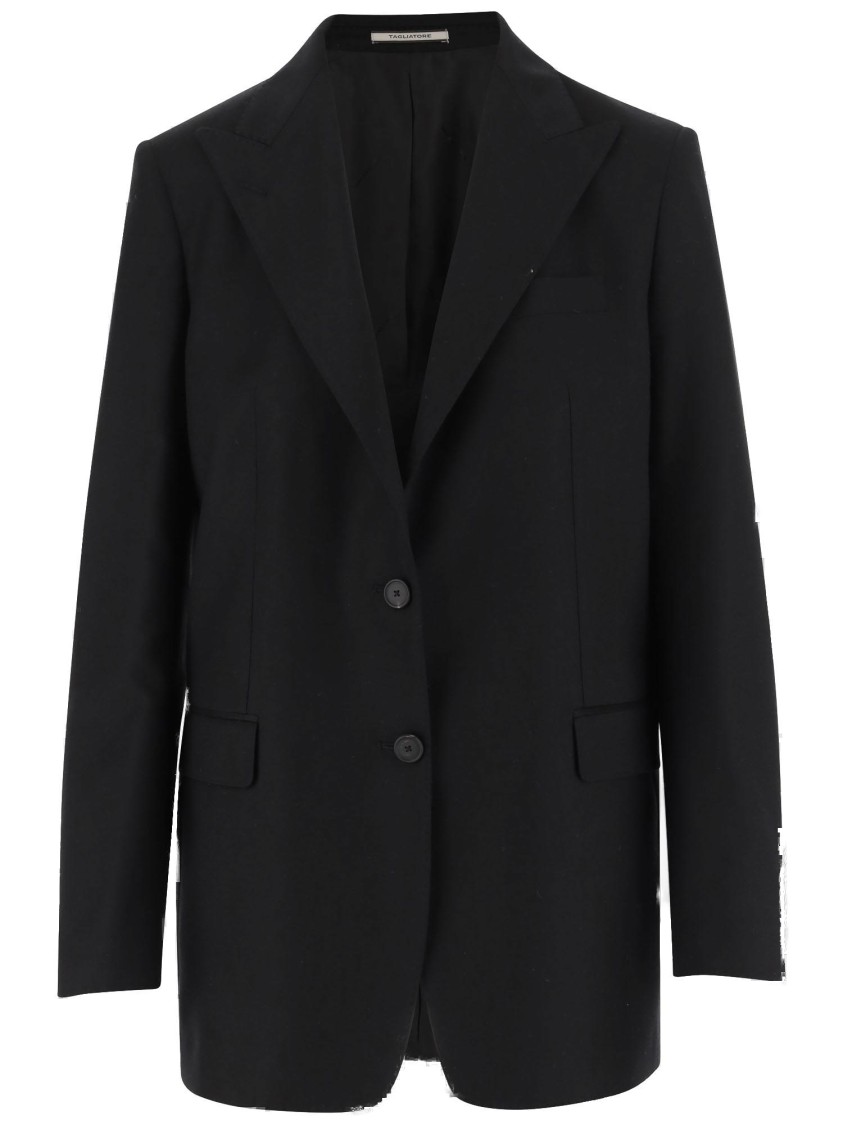 Tagliatore Two Button Long Jacket In Black