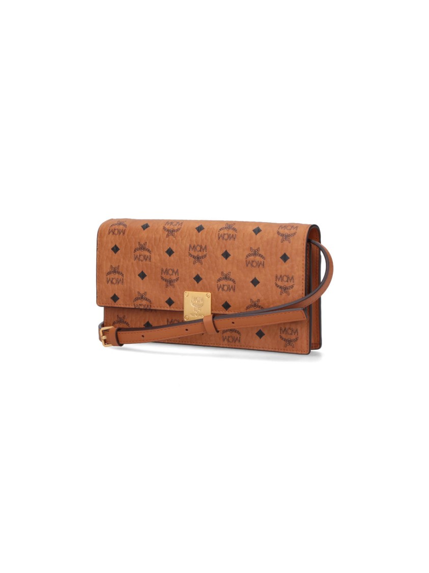 Mcm Large Wallet With Adjustable Shoulder Strap In Brown