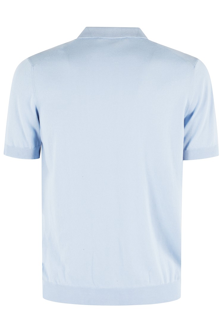Tagliatore Classic Cotton Polo With Buttonless Collar In Blue