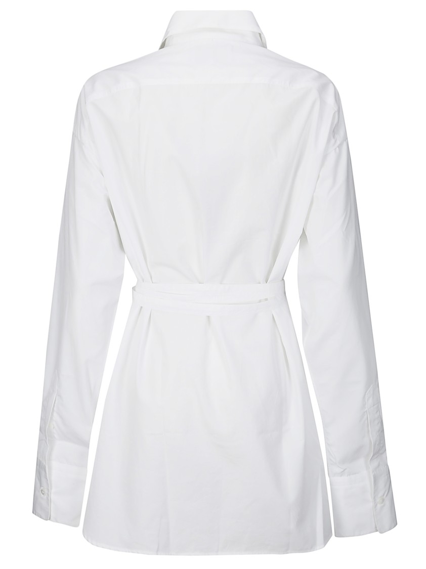 Setchu Cotton Shirt With Belt And Cutouts In White