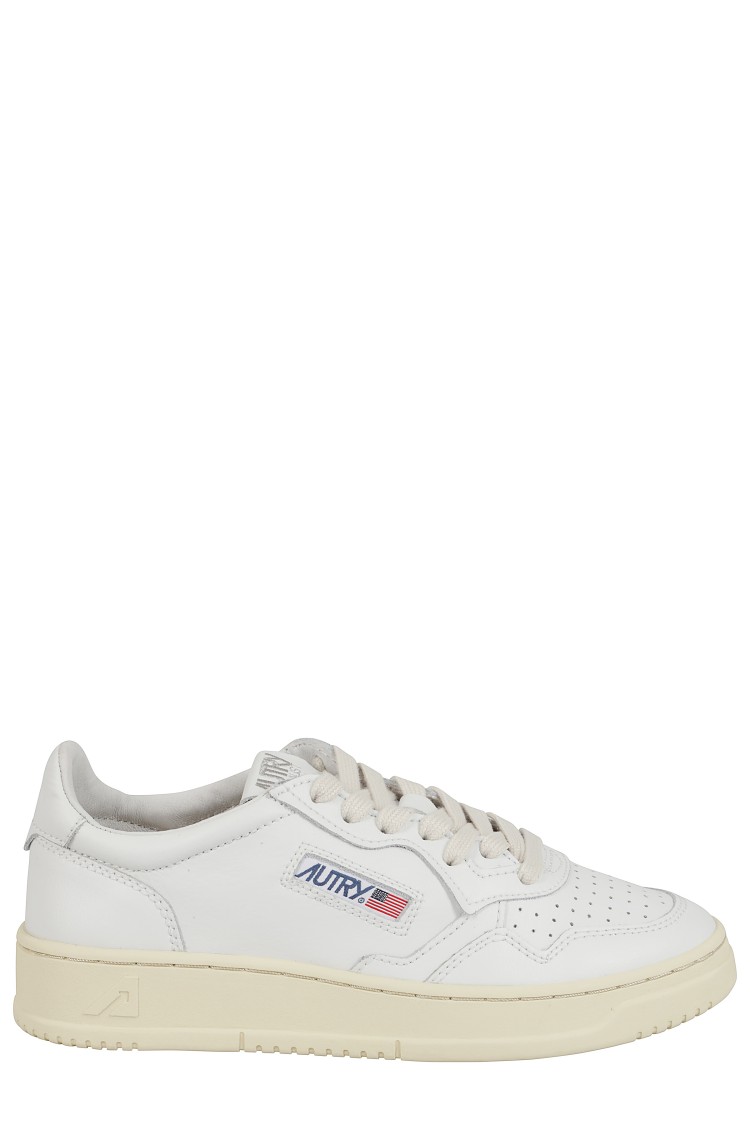 Autry Sneakers Medalist Low In Pelle Bianco Argento In White