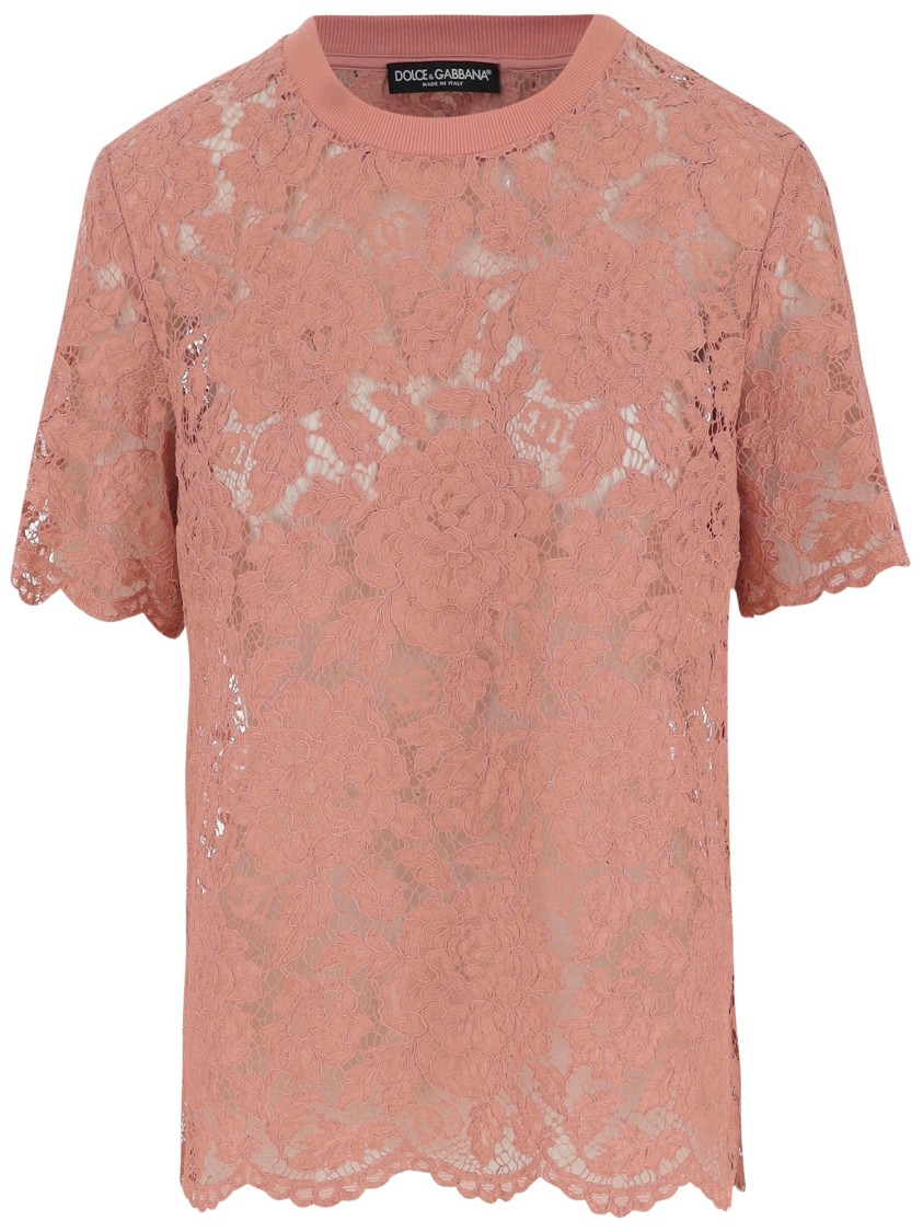 Dolce & Gabbana Dolce&gabbana Pink Lace T Shirt In Pink