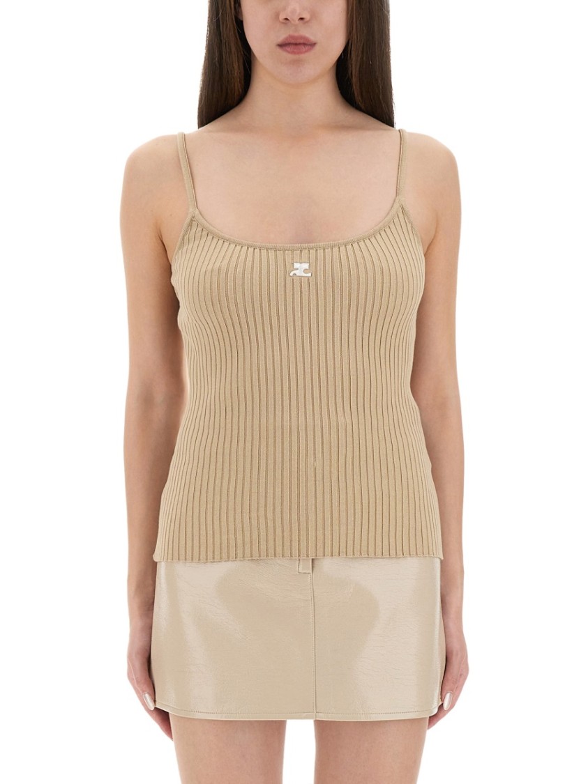 Courrèges Reedition Knit Tank Top In Neutral