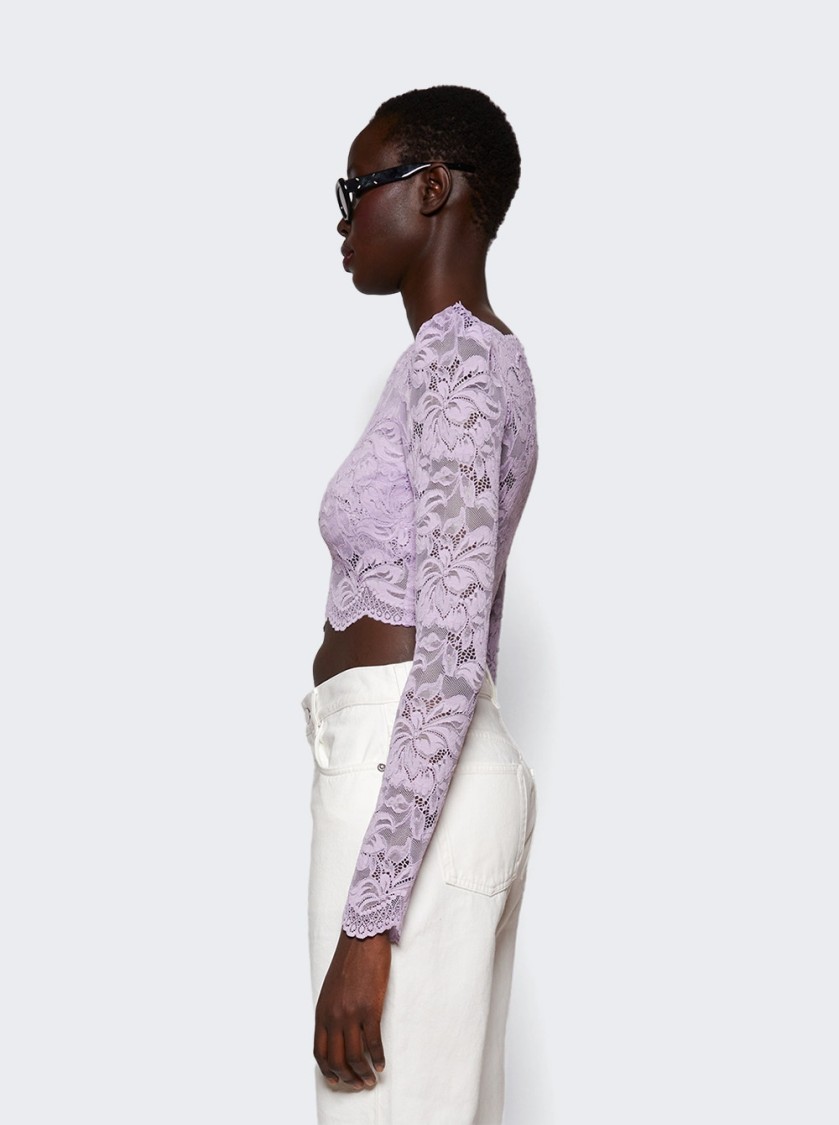 Rabanne Lavender Lace-effect Top With Boat Neckline In Purple
