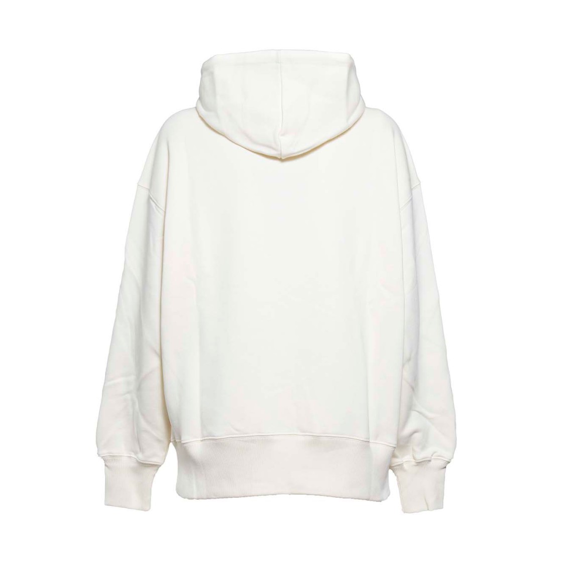 Msgm Cream Cotton Hoodie Brush Logo Print