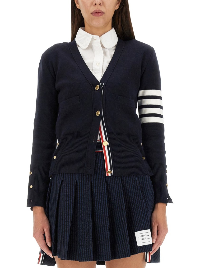 Thom Browne Milano Classic V Neck Fine Merino Wool Cardigan