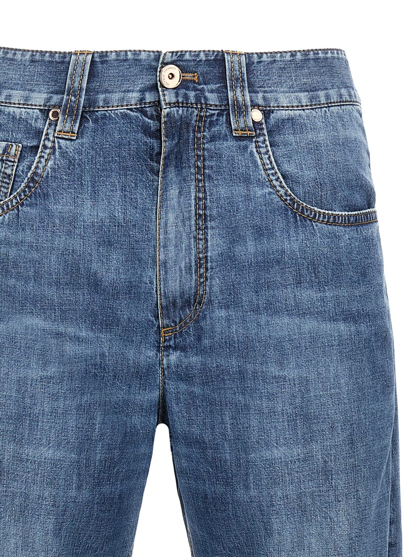 Brunello Cucinelli Delavé Finish Straight Leg Jeans In Blue