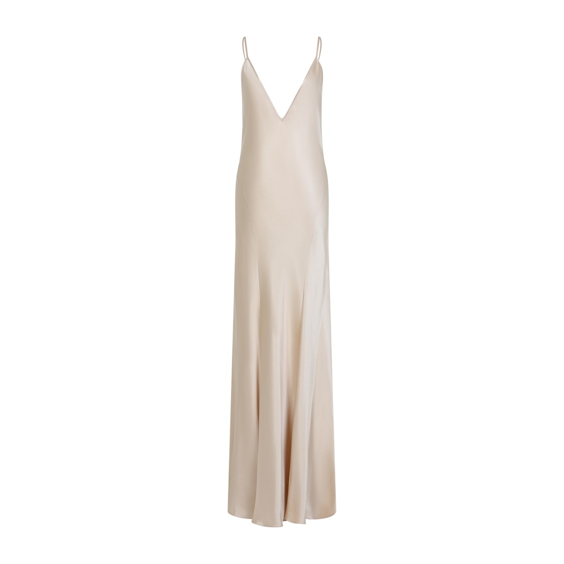 Saint Laurent Sleeveless Maxi Dress In Silk In Neutrals