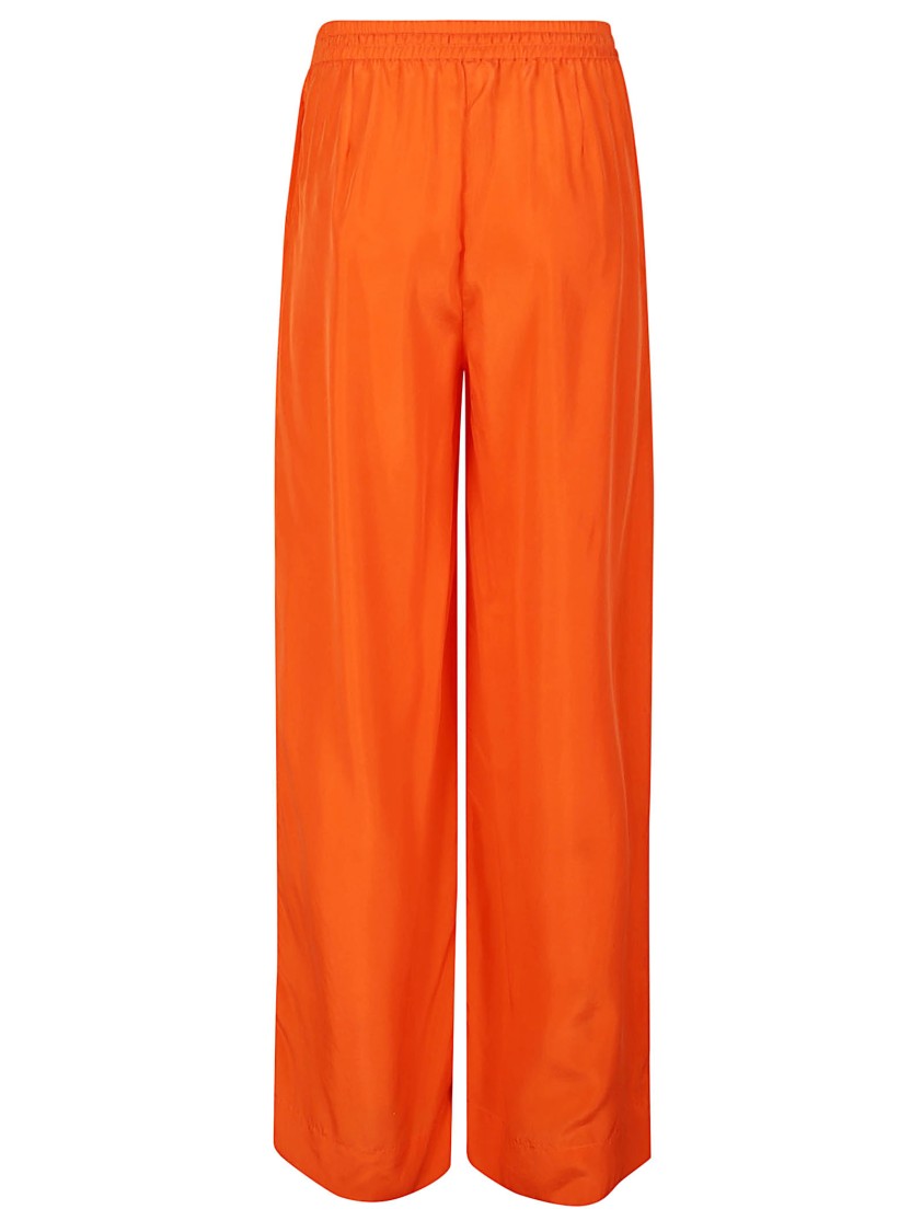 P.a.r.o.s.h . Wide-leg Silk Pants With Drawstring Waistband In Orange