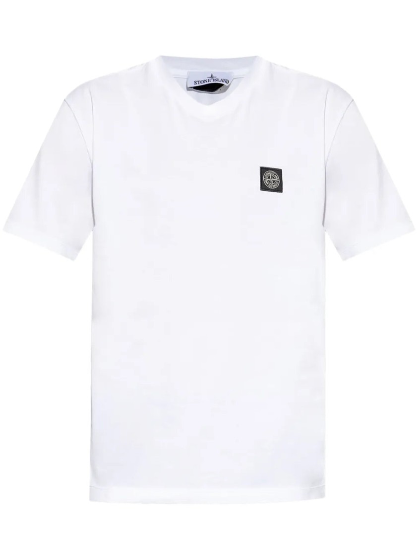 Shop Stone Island Cotton Jersey T-shirt In White
