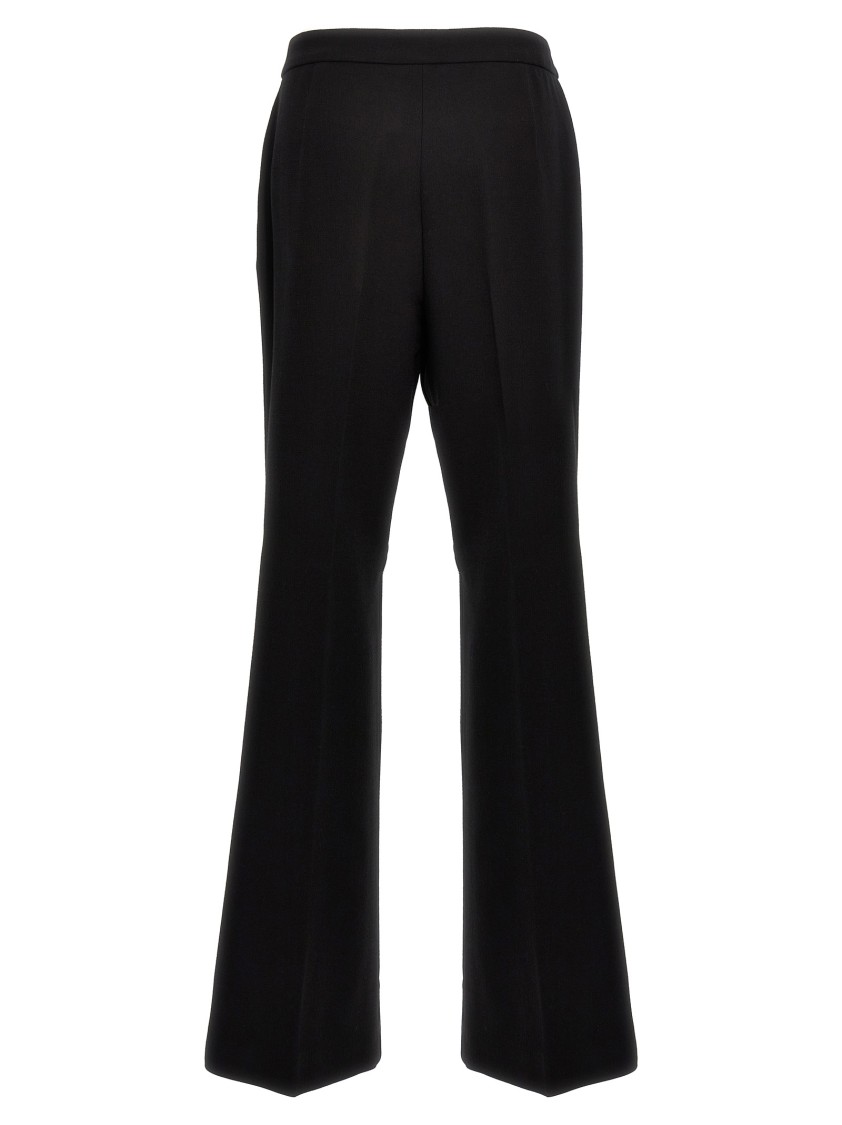 Moschino Wide-leg Wool Blend Crepe Pants With Central Pleat In Black
