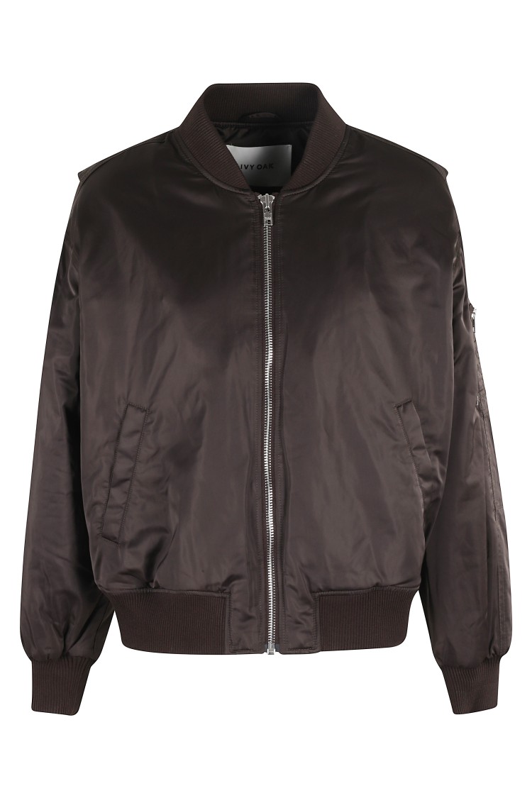 Ivy & Oak Ivy Oak Bomber Jacket With Ribbed Collar In Brown