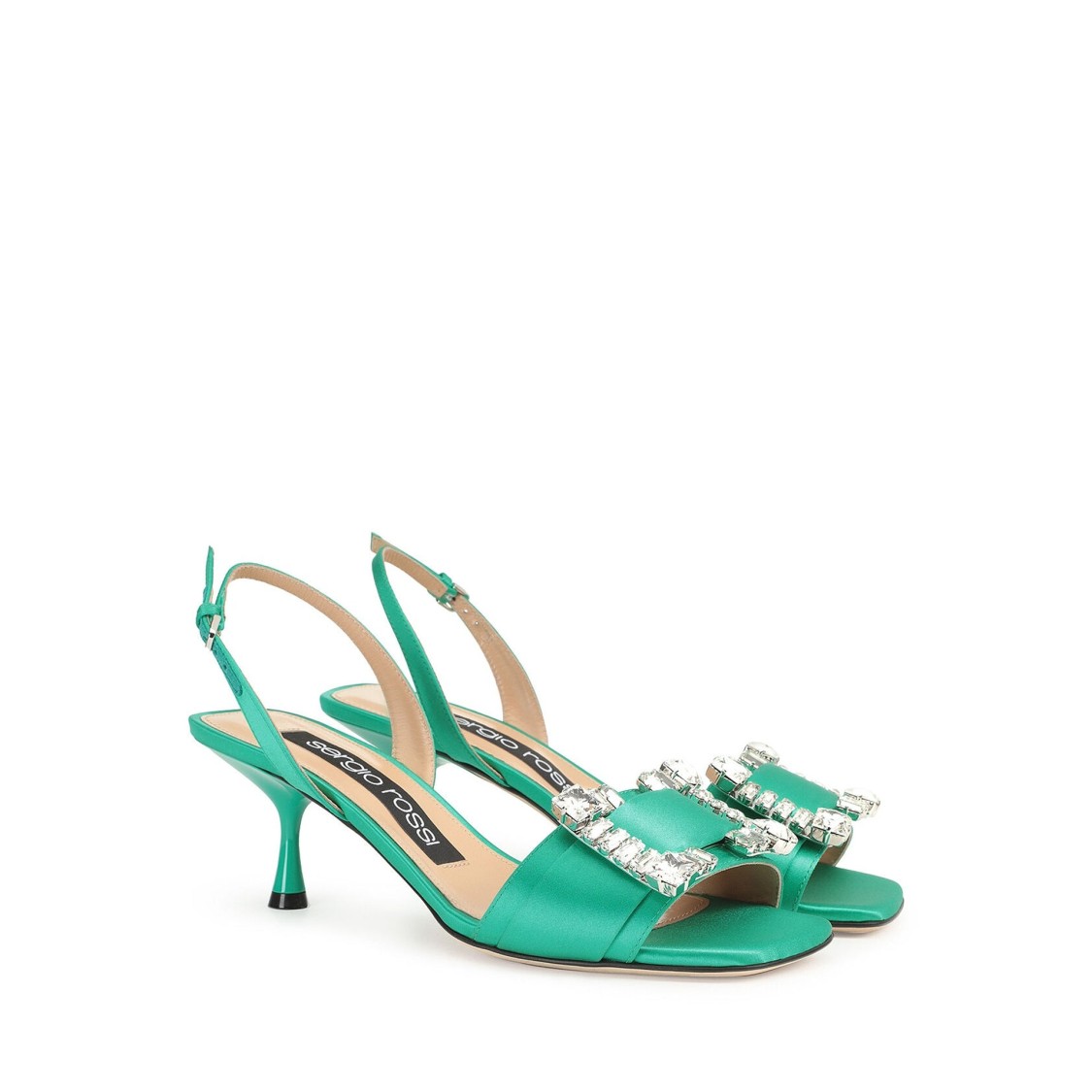 Sergio Rossi Sr Twenty 060 Satin Sandals In Green
