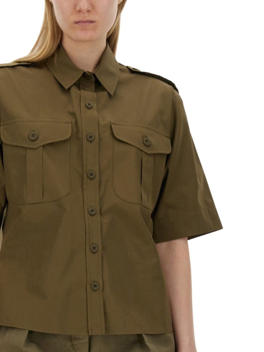 Shop Aspesi Short-sleeved Cotton Shirt In Green