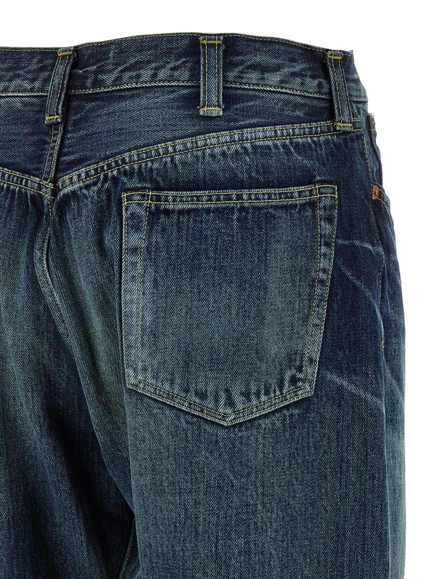 Junya Watanabe Stonewashed Denim Jeans With Textured Finish In Blue