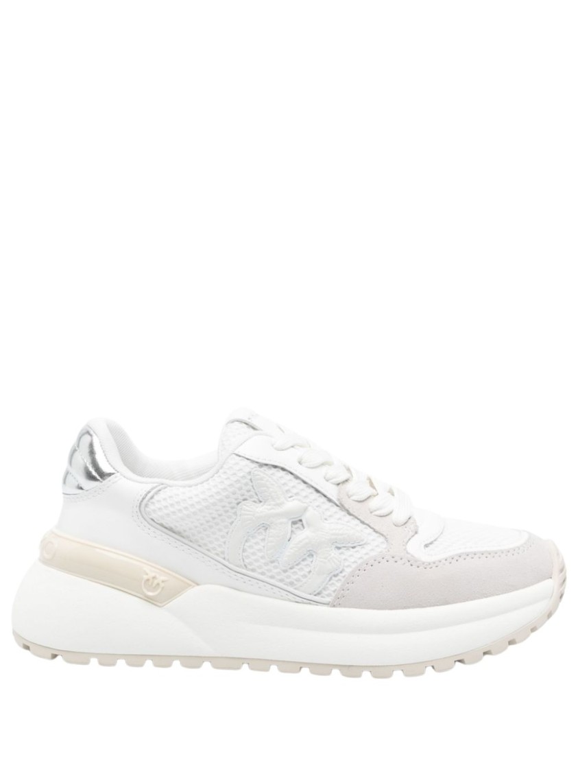 Shop Pinko White And Light Grey Sneakers
