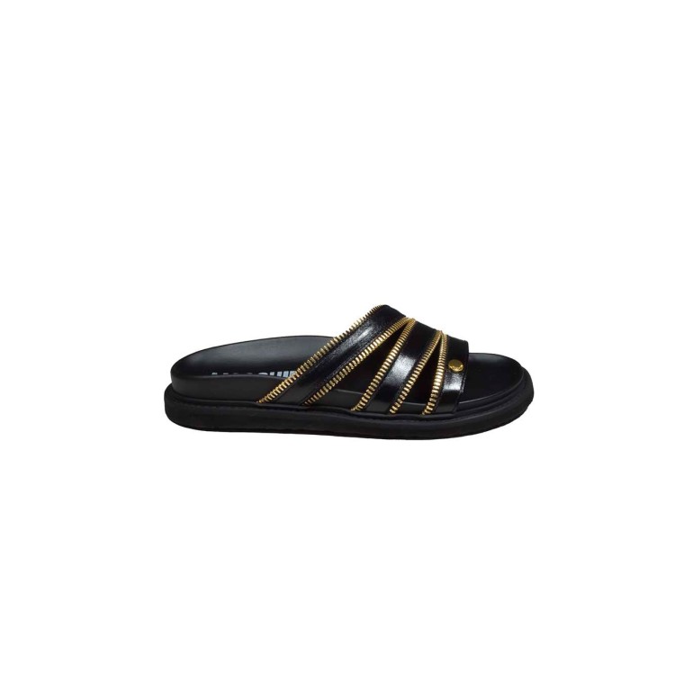 サンダル・ミュール Moschino Zipper Black Leather Sandals Moschino Zipper Black Leather Sandals in Black | THE LIST