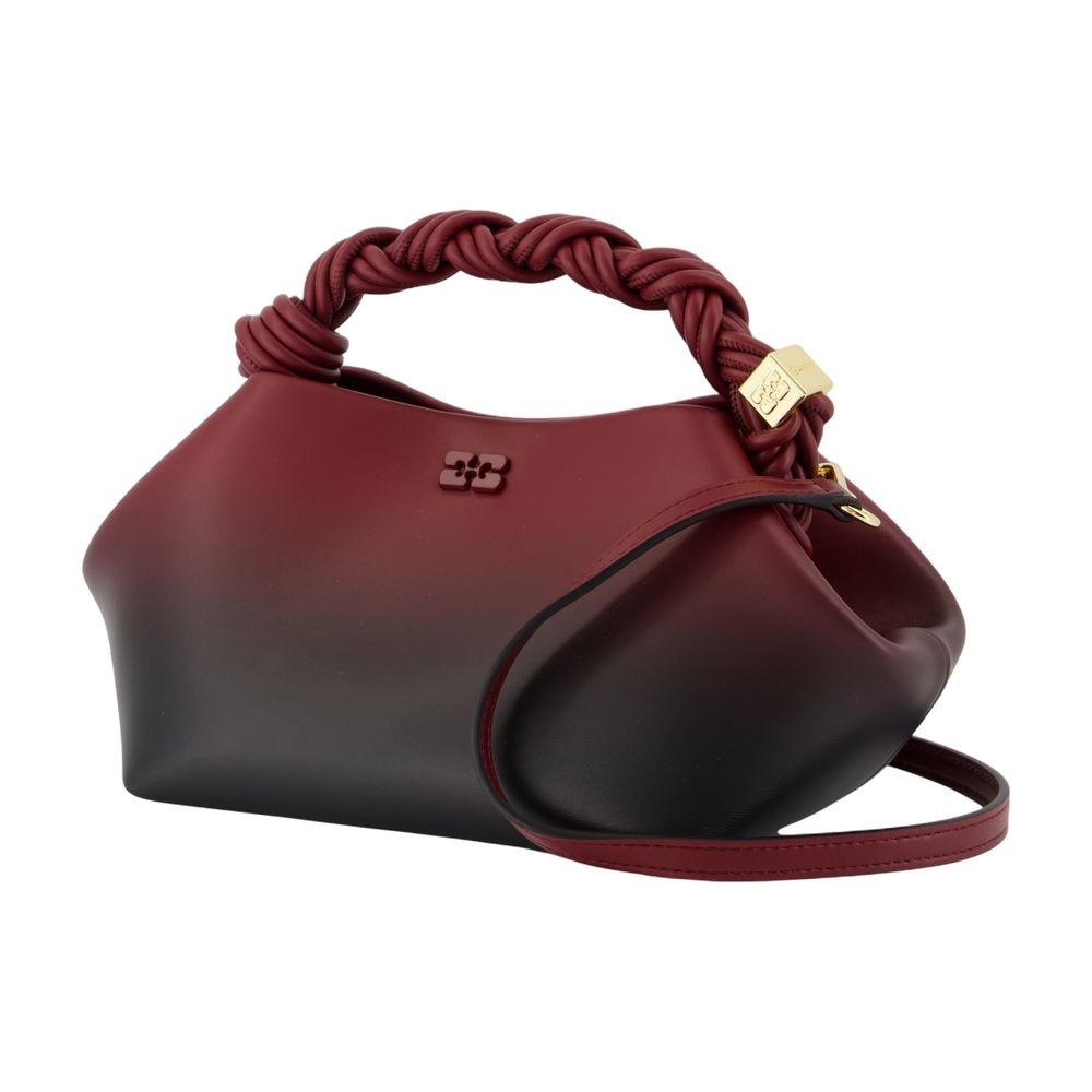 Ganni Small ' Bou' Bag In Red Shaded Lear Blend In Black