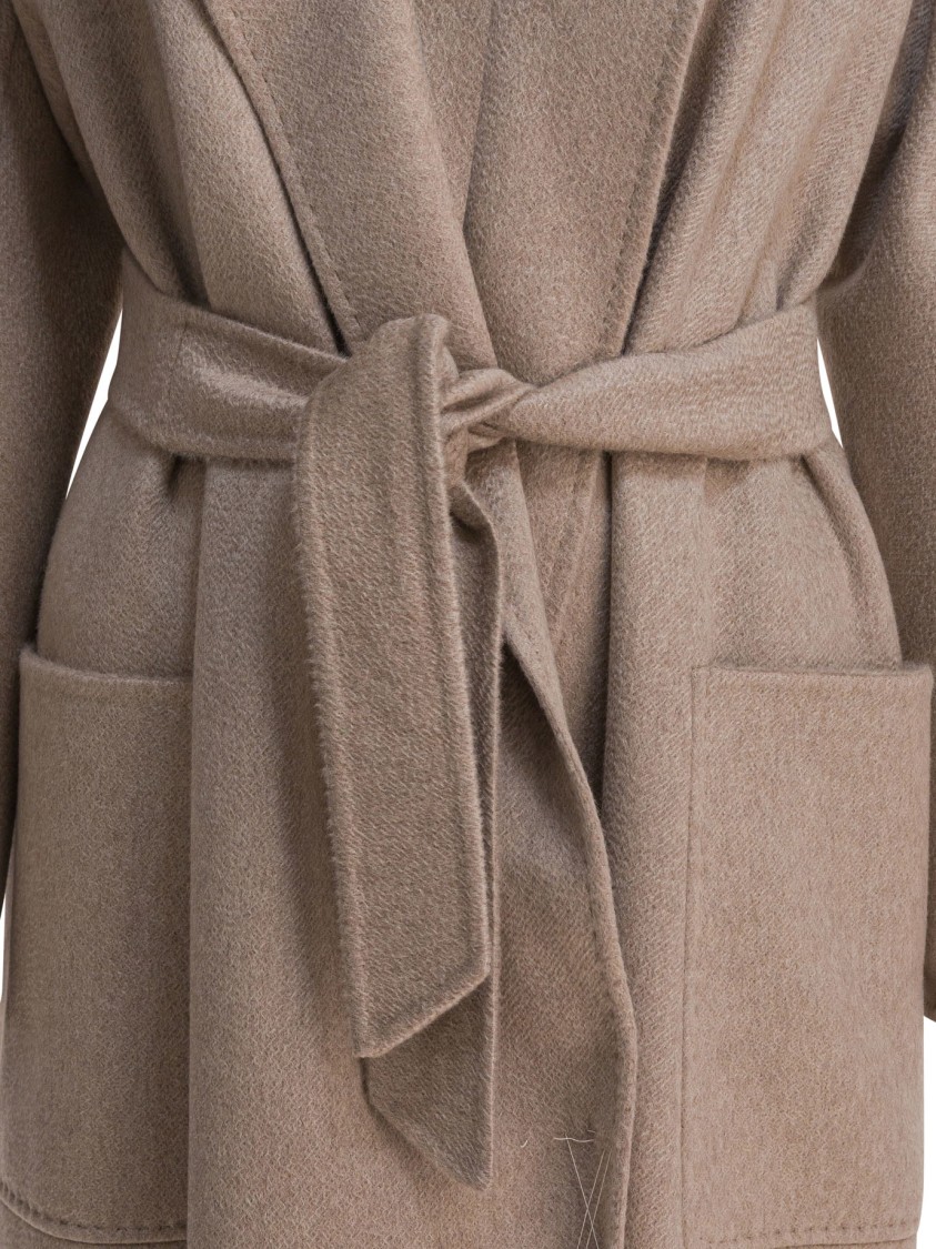 Max Mara Waist Belted Long Sleeves Front Pockets Lapels In Neutral