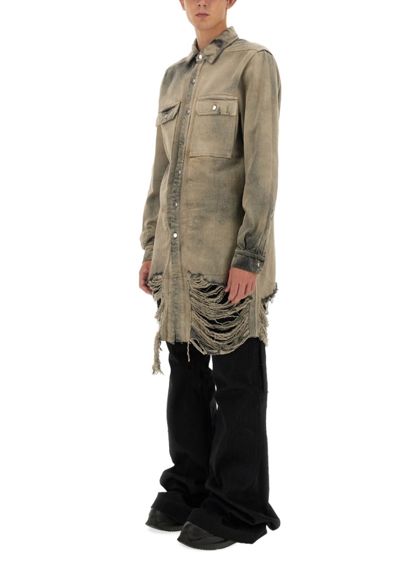 Shop Rick Owens Denim Jacket In Grey