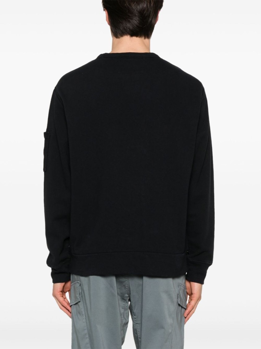 Shop C.p. Company Midnight Blue Crewneck Sweatshirt With Lens Detail