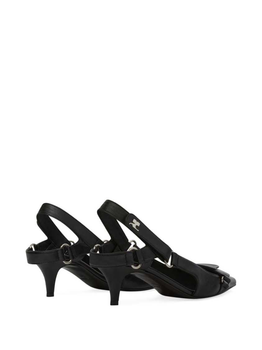 Courrèges Racer Pointed-toe Slingback Pumps In Black