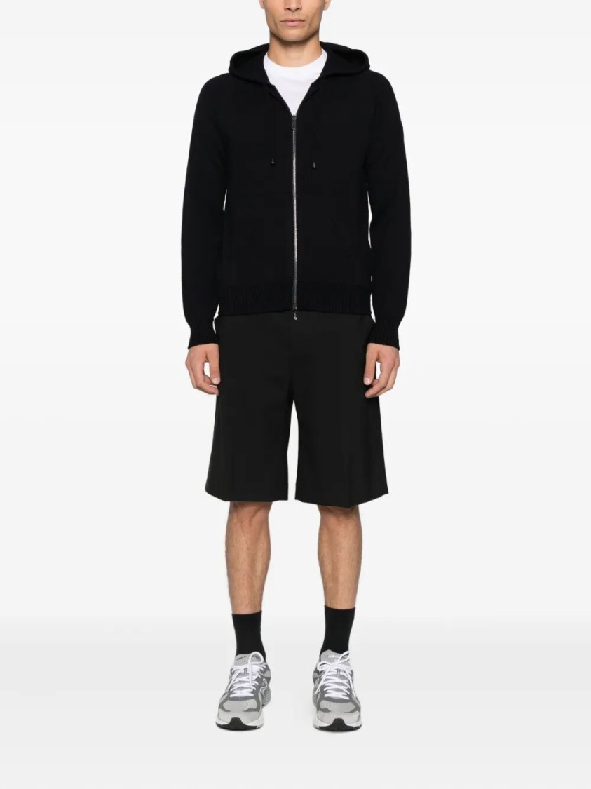 Drumohr Zip-up Jacket With Classic Hood In Black