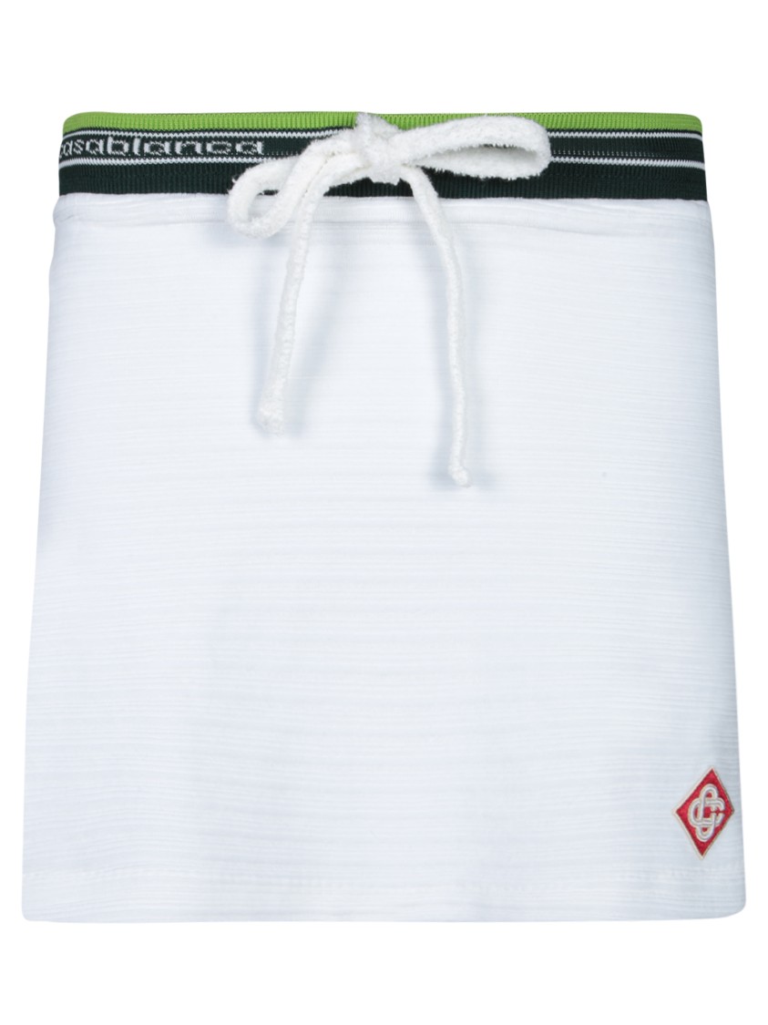 Casablanca Textured Fabric Tennis Skirt With Drawstring Waist