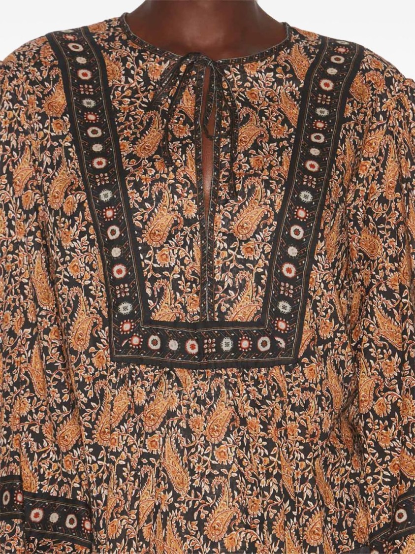 ISABEL MARANT ÉTOILE ISABEL MARANT ÉTOILE BLOUSE WITH DEEP V-NECK AND FLORAL PATTERNS
