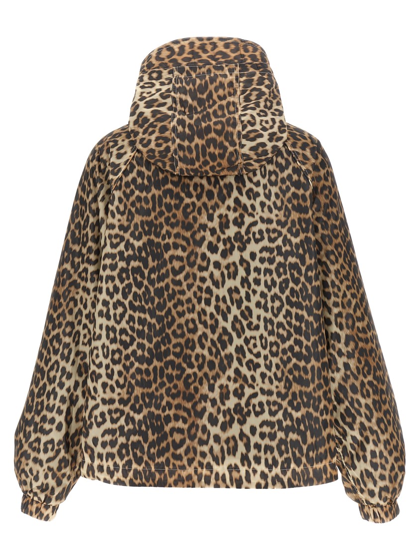 Ganni Leopard Raincoat Jacket In Animal Print