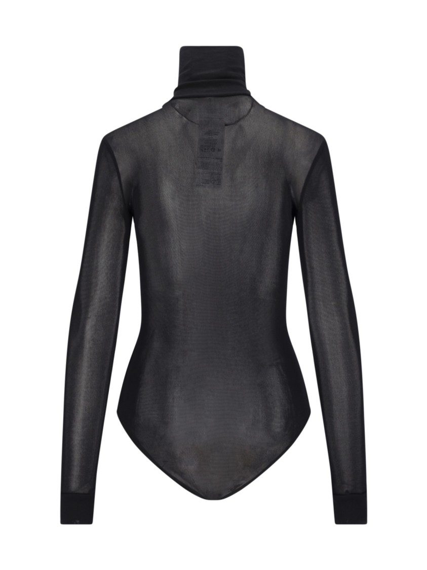 Maison Margiela Transparent High-neck Bodysuit In Black Viscose Jersey In Black
