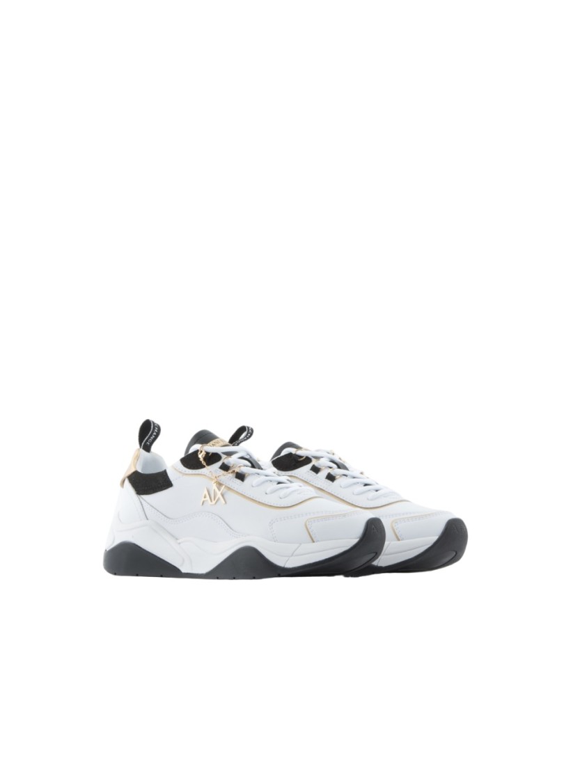 Armani Exchange Logo-charm Leather Lace-up Sneakers In White