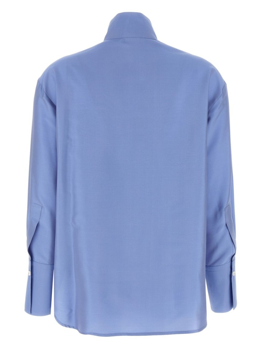 Alberto Biani Clear Blue Shirt With High Collar In Blue
