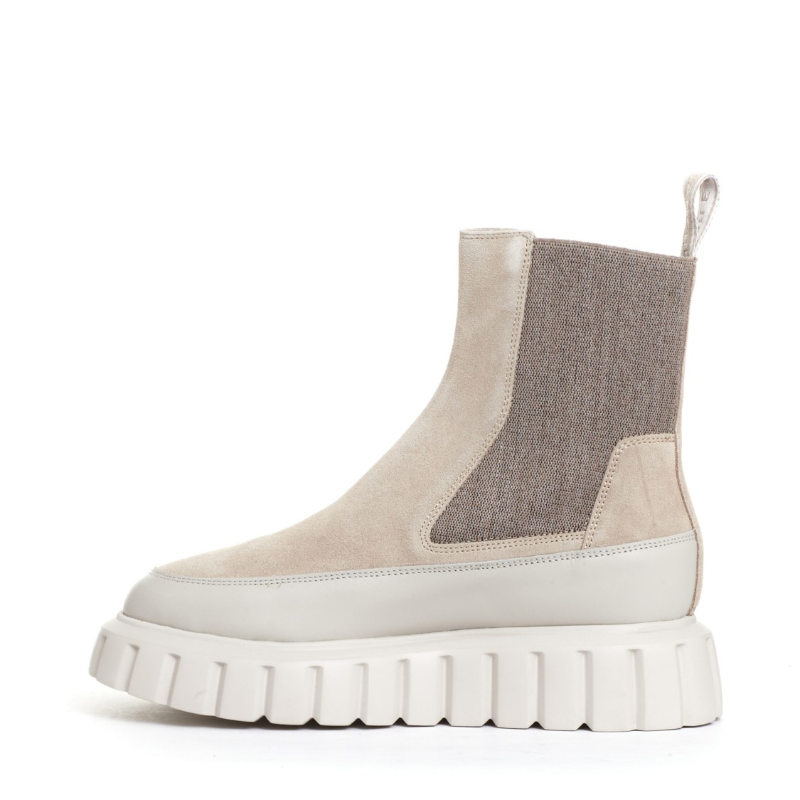 Shop Voile Blanche Beige Leather And Suede Chelsea Boots In Neutrals