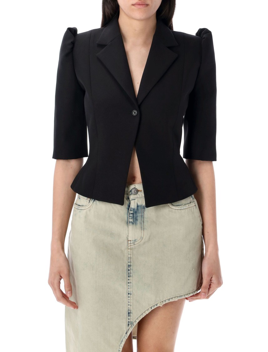 Coperni Cropped Slim-fit Tailored Jacket With Puff Sleeves