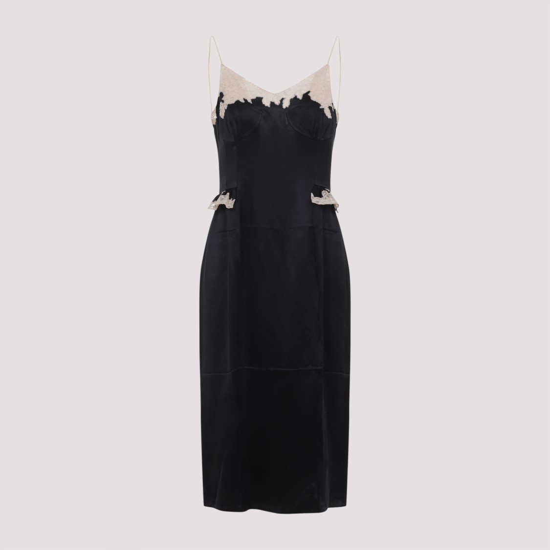 Prada Silk Evening Dress With Lace Detailing In Black