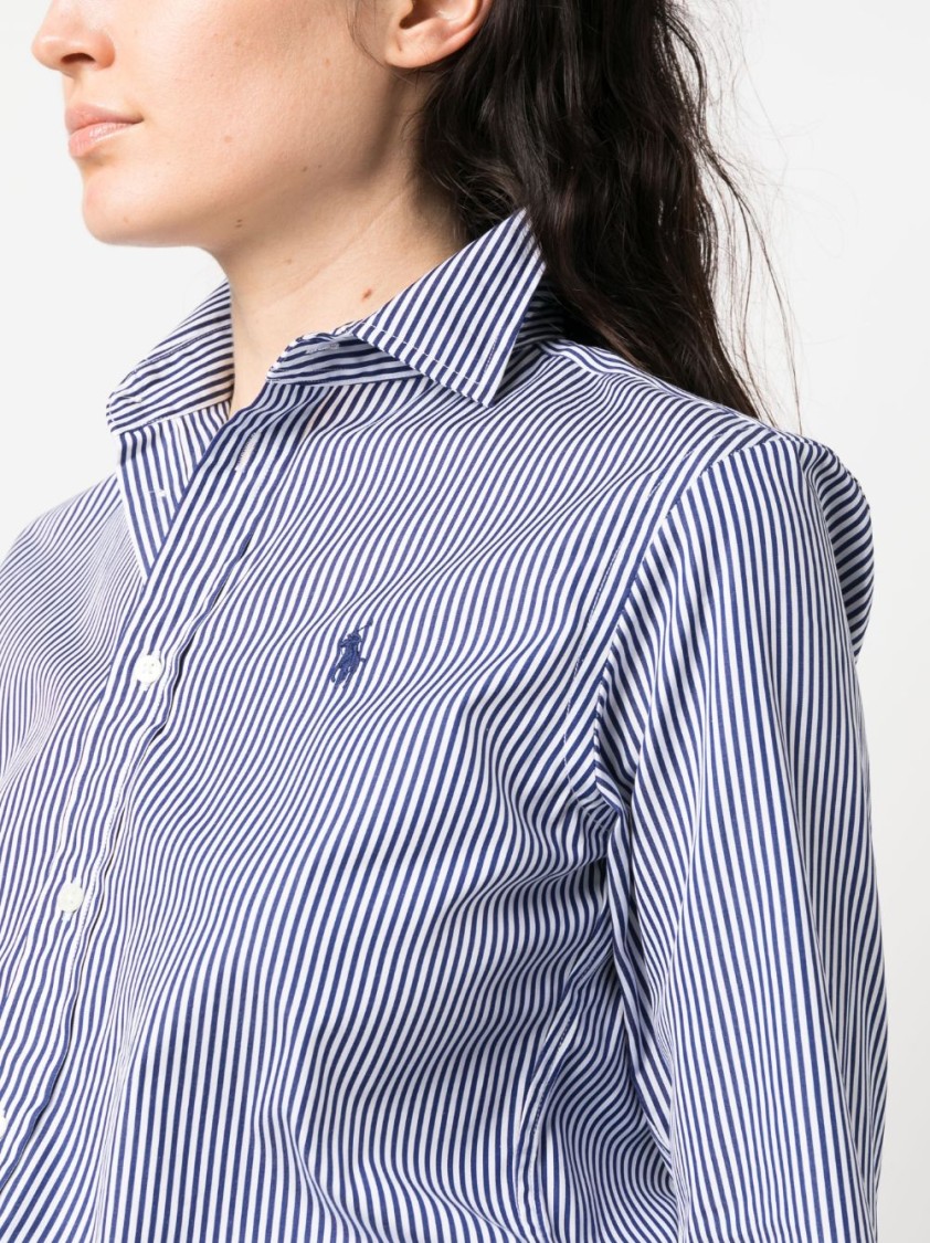 Shop Polo Ralph Lauren Tailored White And Bordeaux Striped Shirt In Blue