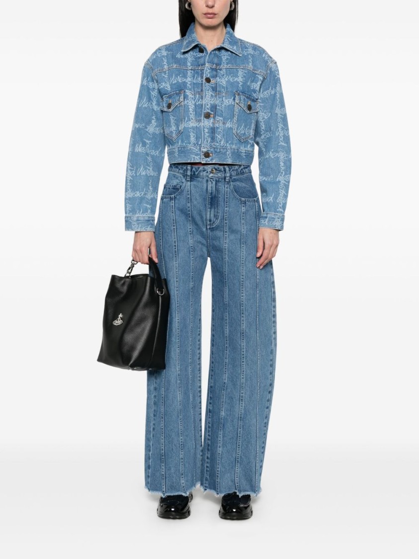 Vivienne Westwood Cropped Indigo Blue Jacket With Flap Pockets In Blue